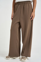 Pantalone donna vita elasticizzata marrone NOBLESSE TAUPE GRACE AND MILA 