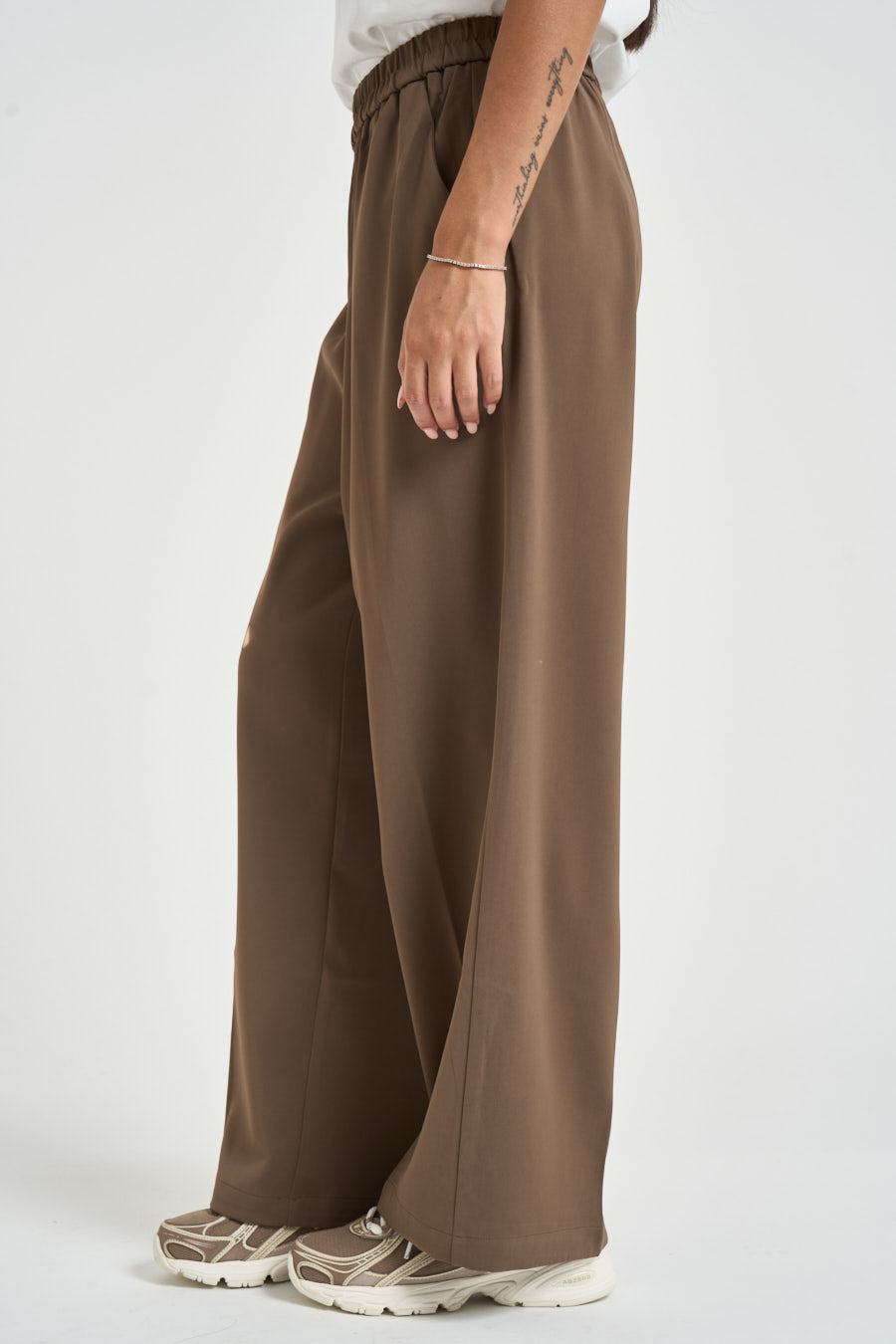 Pantalone donna vita elasticizzata marrone NOBLESSE TAUPE GRACE AND MILA 
