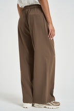 Pantalone donna vita elasticizzata marrone NOBLESSE TAUPE GRACE AND MILA 