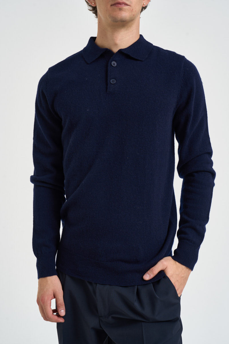 Polo uomo in lana blu notte UGF4063 BLU GRIFFAI 