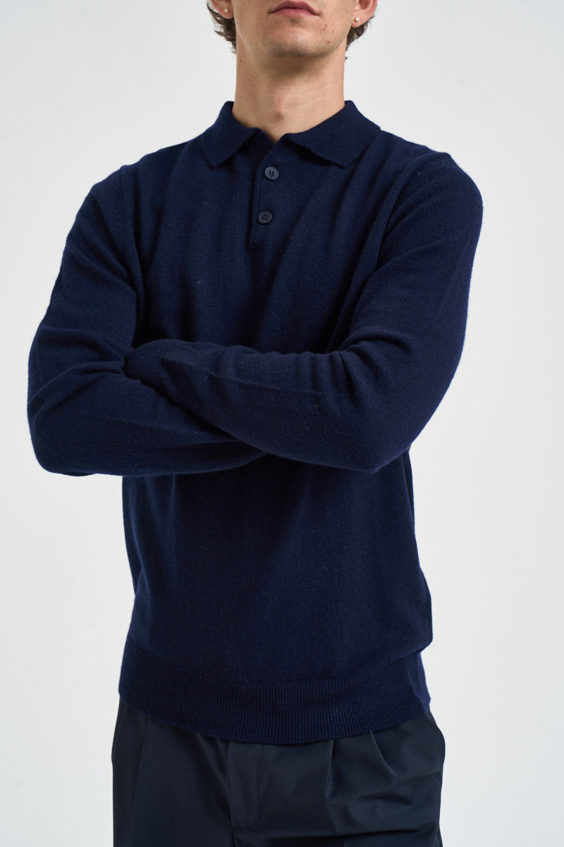 Polo uomo in lana blu notte UGF4063 BLU GRIFFAI 