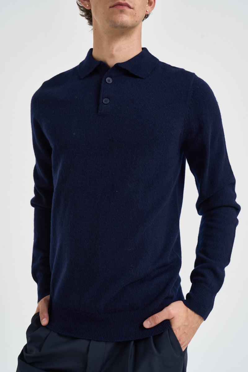 Polo uomo in lana blu notte UGF4063 BLU GRIFFAI 