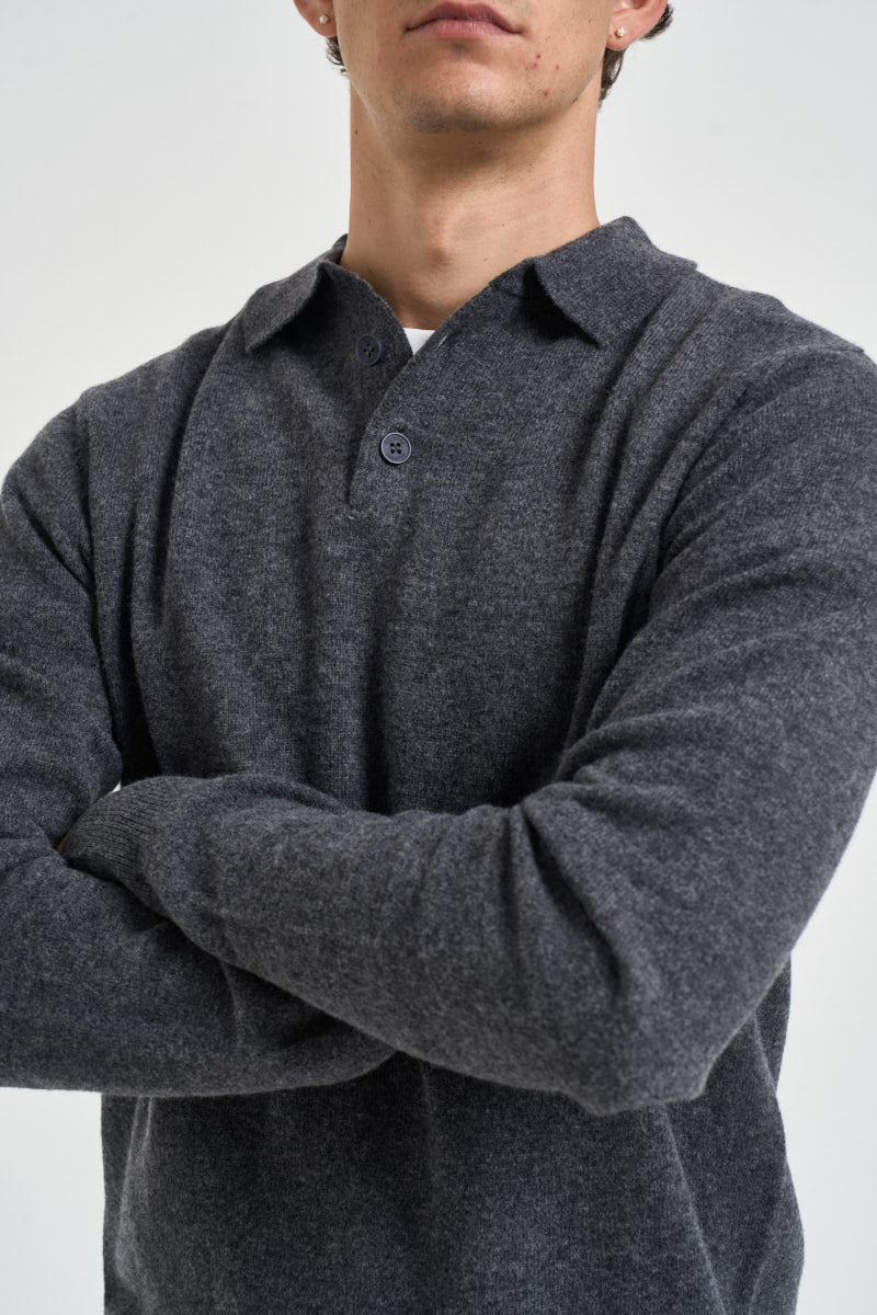 Polo uomo in lana grigio antracite UGF4063 GRIGIO SCURO GRIFFAI 