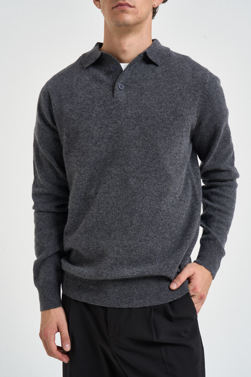 Polo uomo in lana grigio antracite UGF4063 GRIGIO SCURO GRIFFAI 