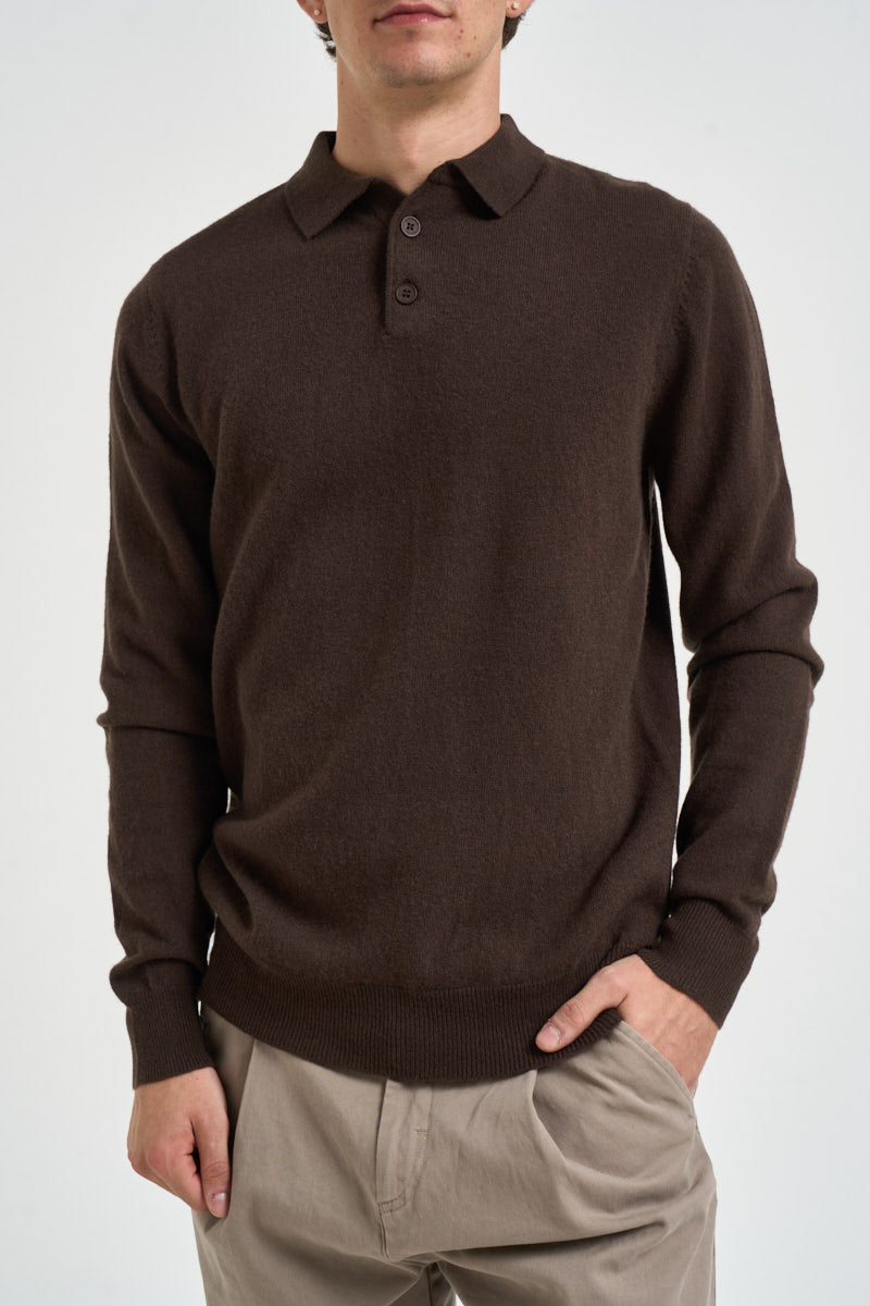 Polo uomo in maglia marrone UGF4063 MORO GRIFFAI 