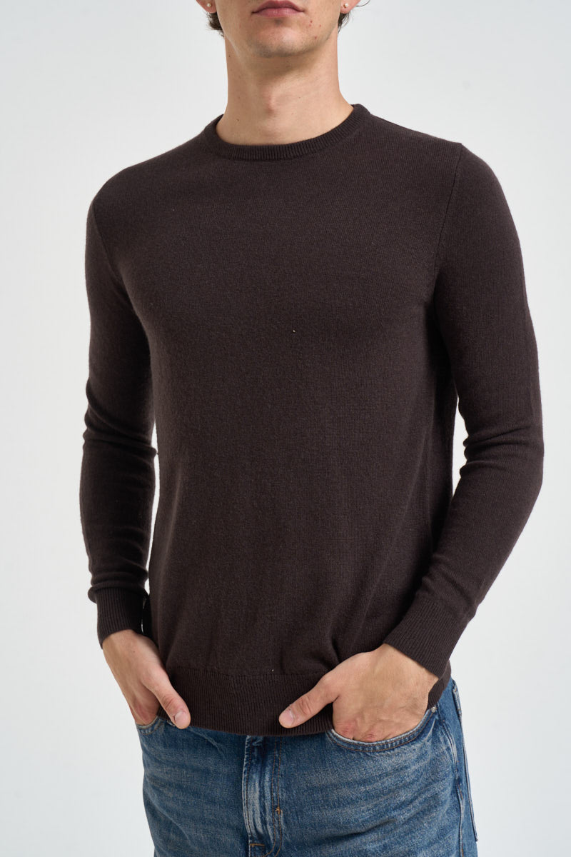 Maglia uomo girocollo marrone scuro UGF4083 MORO GRIFFAI 