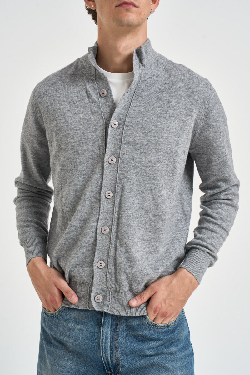 Cardigan uomo in maglia con bottoni grigio UGF4087 GRIGIO CHIARO GRIFFAI 