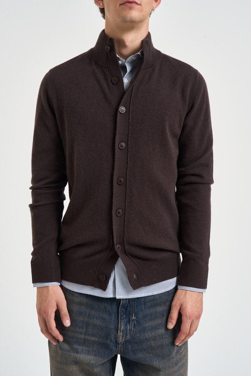 Cardigan uomo in maglia con bottoni marrone UGF4087 MORO GRIFFAI 