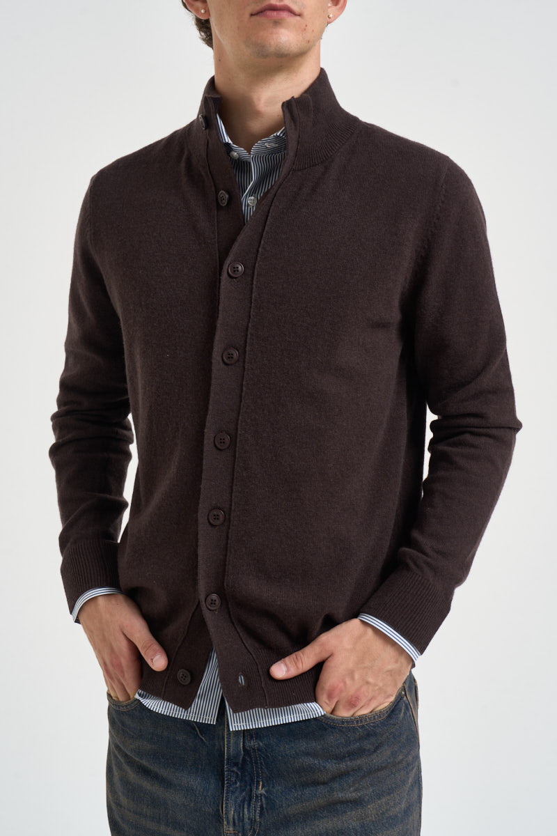 Cardigan uomo in maglia con bottoni marrone UGF4087 MORO GRIFFAI 