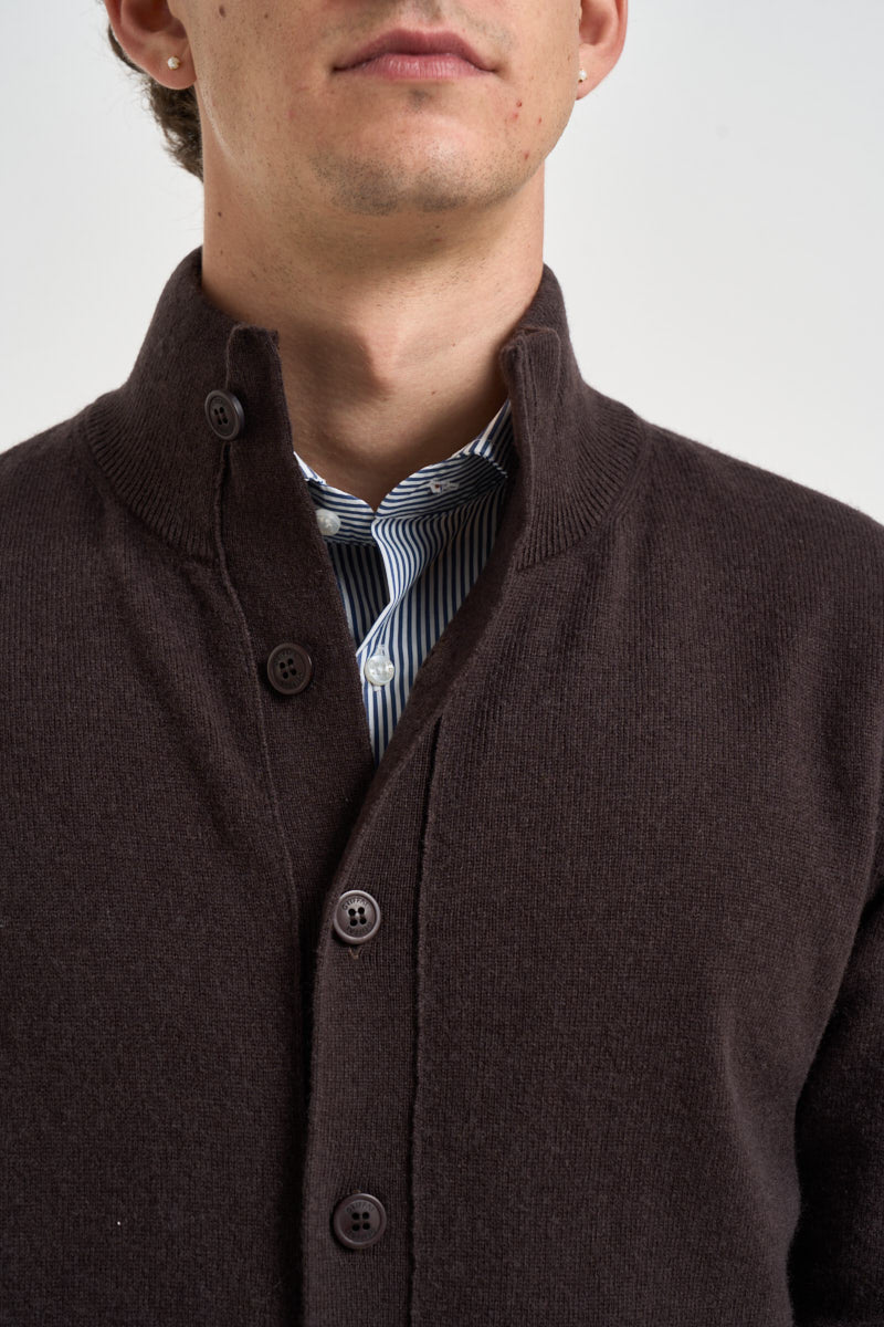 Cardigan uomo in maglia con bottoni marrone UGF4087 MORO GRIFFAI 