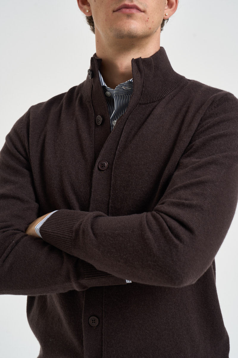 Cardigan uomo in maglia con bottoni marrone UGF4087 MORO GRIFFAI 