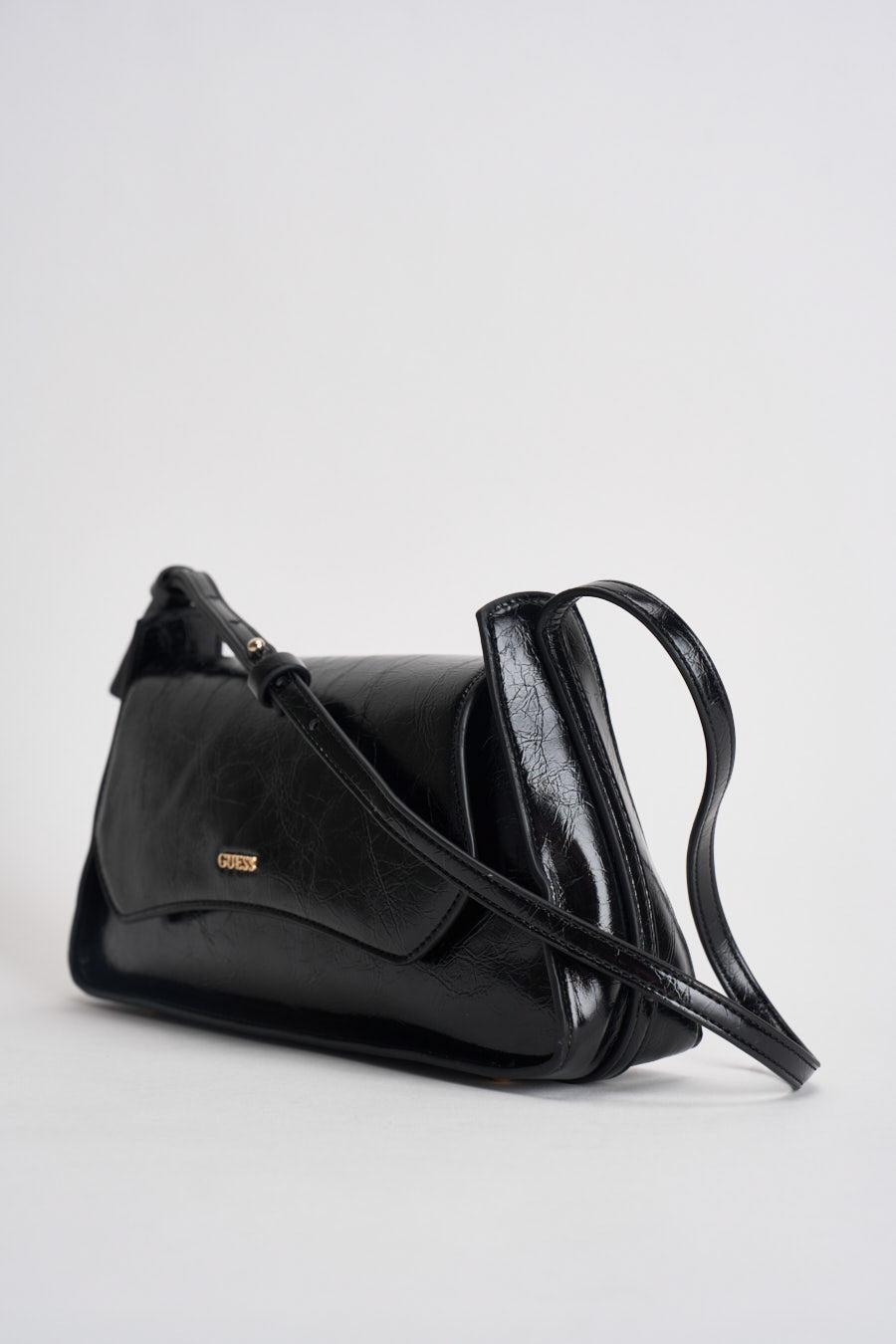 Borsa donna lucida in ecopelle nera HWTC9731190 BLACK GUESS 