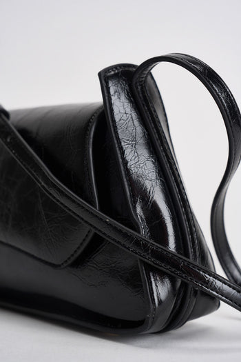 Borsa donna lucida in ecopelle nera - 4