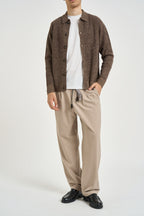 Cardigan uomo in maglia marrone mélange 3224H MORO HAMAKI-HO MILANO 