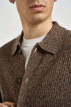 Cardigan uomo in maglia marrone mélange 3224H MORO HAMAKI-HO MILANO 