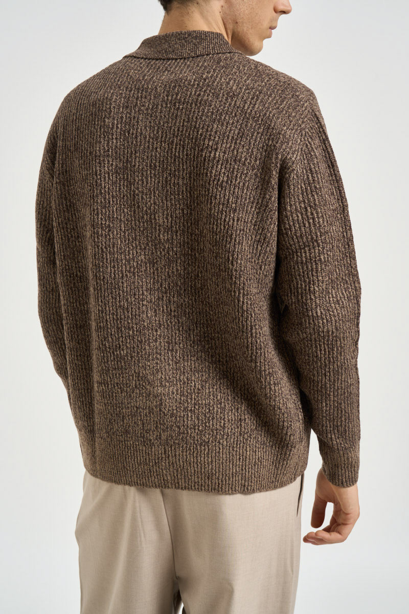 Cardigan uomo in maglia marrone mélange 3224H MORO HAMAKI-HO MILANO 