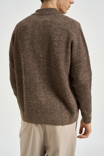Cardigan uomo in maglia marrone mélange - 4