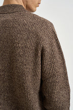 Cardigan uomo in maglia marrone mélange 3224H MORO HAMAKI-HO MILANO 