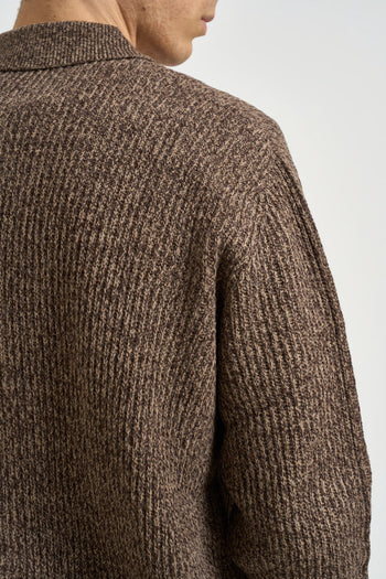 Cardigan uomo in maglia marrone mélange - 5