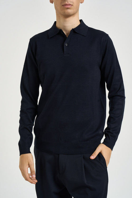 Polo uomo in maglia blu notte - 1