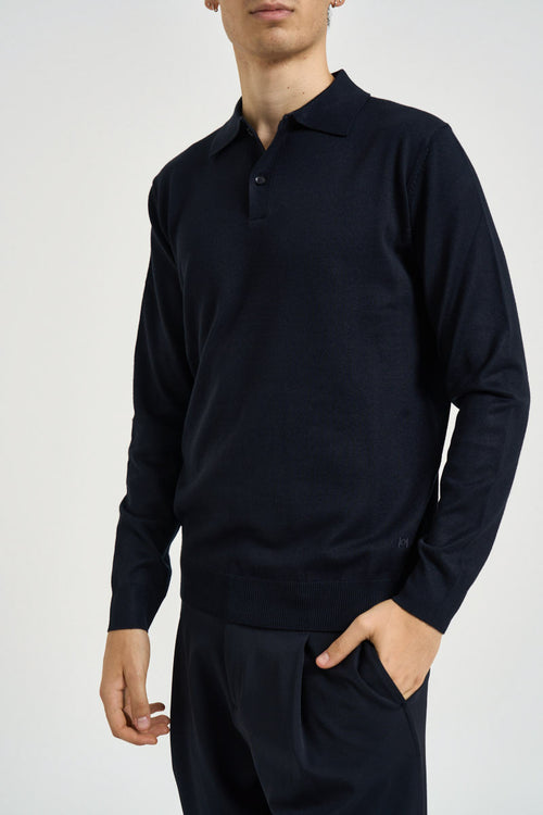 Polo uomo in maglia blu notte - 2