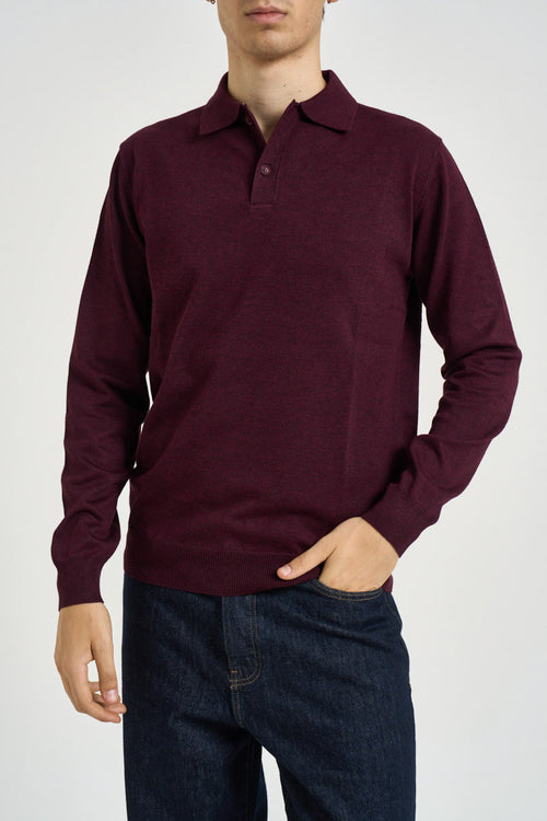 Polo uomo in maglia bordeaux - 1