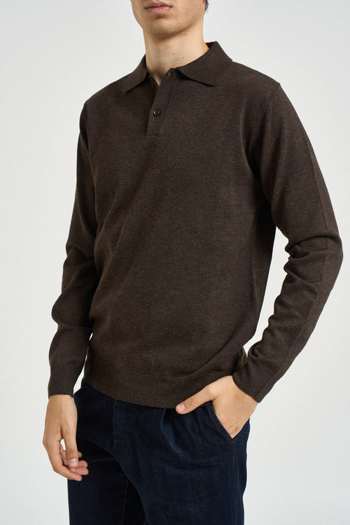 Polo uomo in maglia marrone - 1