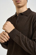 Polo uomo in maglia marrone 3234H MORO MEL. HAMAKI-HO MILANO 