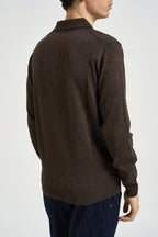 Polo uomo in maglia marrone 3234H MORO MEL. HAMAKI-HO MILANO 