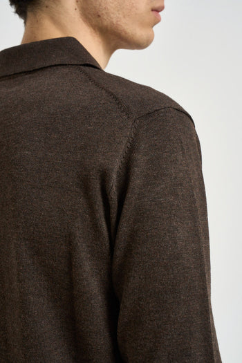 Polo uomo in maglia marrone - 4