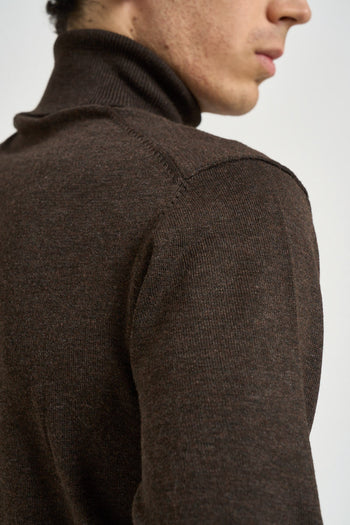 Maglia uomo dolcevita marrone - 5