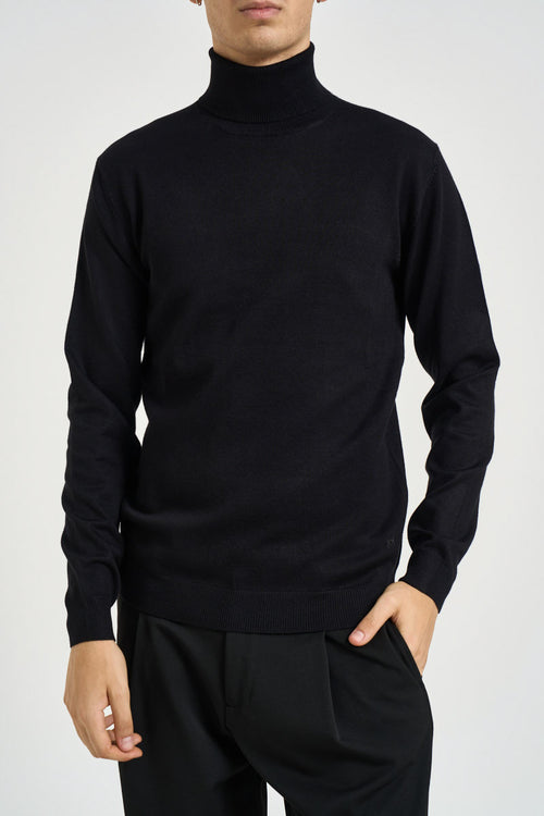 Maglia uomo dolcevita nera - 1