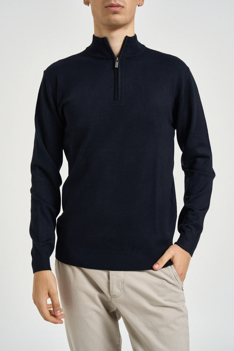 Maglia uomo a mezza zip blu navy 3238H BLU HAMAKI-HO MILANO 