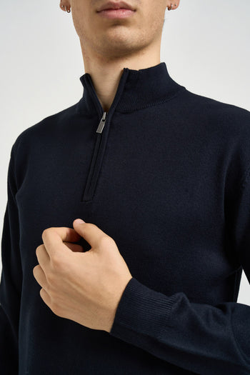 Maglia uomo a mezza zip blu navy - 3