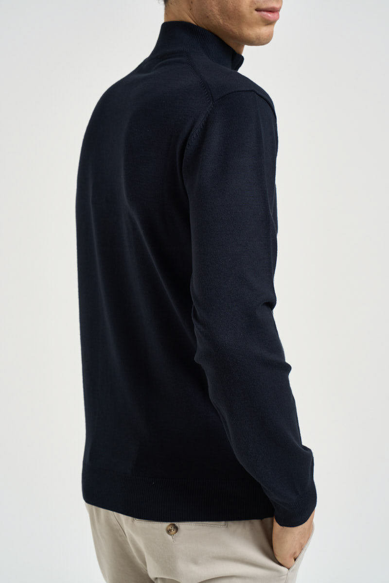Maglia uomo a mezza zip blu navy 3238H BLU HAMAKI-HO MILANO 
