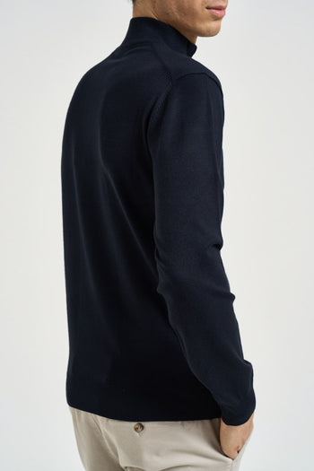 Maglia uomo a mezza zip blu navy - 4