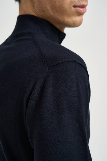 Maglia uomo a mezza zip blu navy - 5