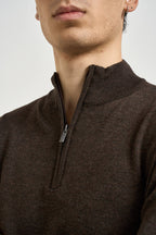 Maglia uomo a mezza zip marrone 3238H MORO MEL HAMAKI-HO MILANO 