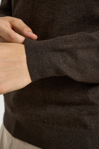 Maglia uomo a mezza zip marrone - 3