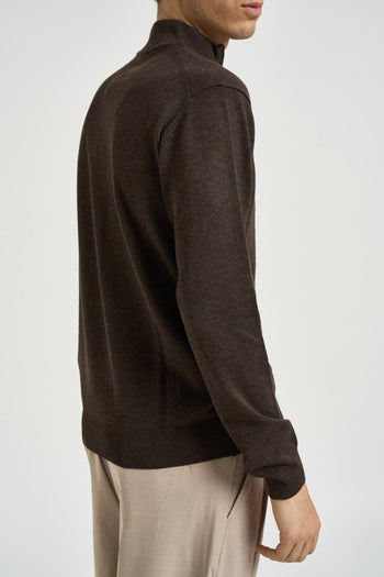 Maglia uomo a mezza zip marrone - 4