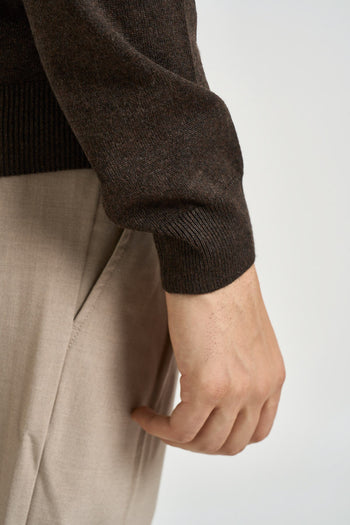 Maglia uomo a mezza zip marrone - 6