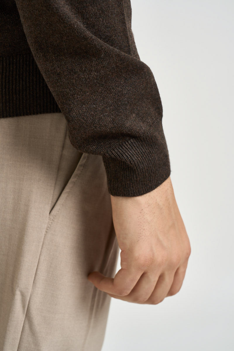 Maglia uomo a mezza zip marrone 3238H MORO MEL HAMAKI-HO MILANO 