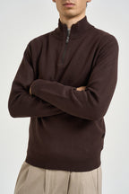 Maglia uomo con mezza zip marrone 3252H MORO HAMAKI-HO MILANO 