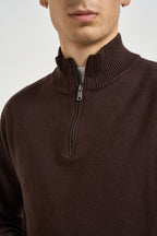 Maglia uomo con mezza zip marrone 3252H MORO HAMAKI-HO MILANO 