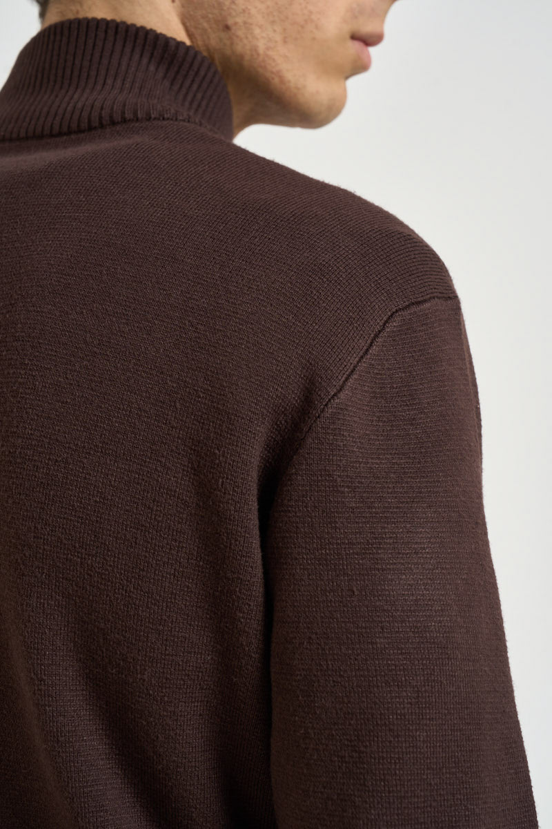 Maglia uomo con mezza zip marrone 3252H MORO HAMAKI-HO MILANO 