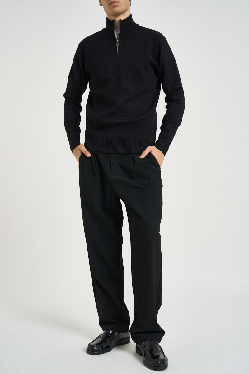 Maglia uomo con mezza zip nera 3252H NERO HAMAKI-HO MILANO 