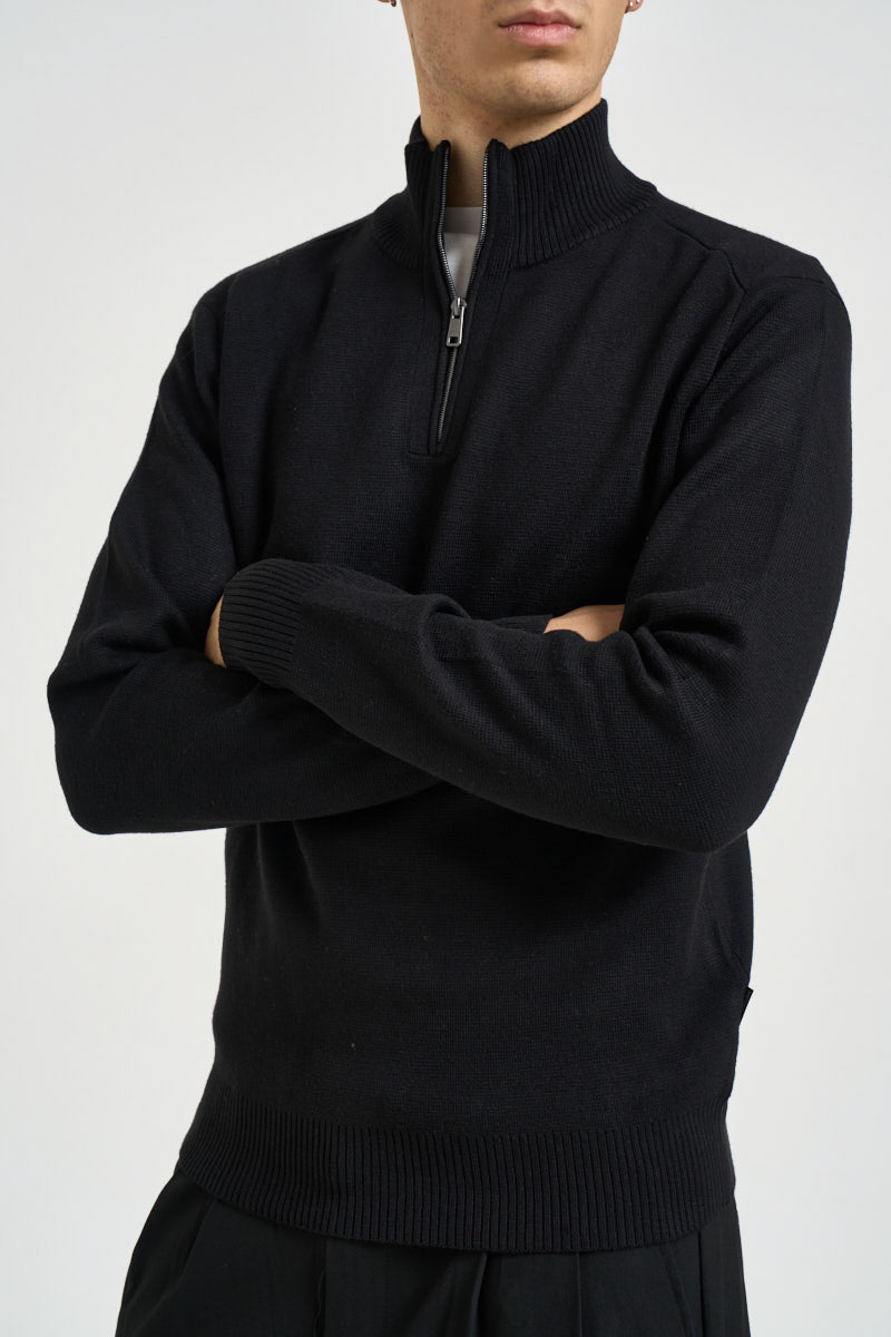 Maglia uomo con mezza zip nera 3252H NERO HAMAKI-HO MILANO 