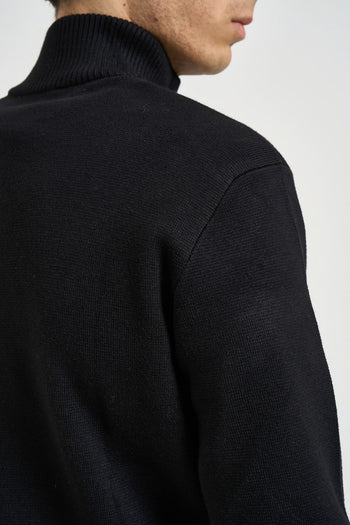 Maglia uomo con mezza zip nera - 5
