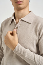 Polo uomo in maglia a coste beige 3254H BEIGE HAMAKI-HO MILANO 