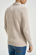 Polo uomo in maglia a coste beige 3254H BEIGE HAMAKI-HO MILANO 